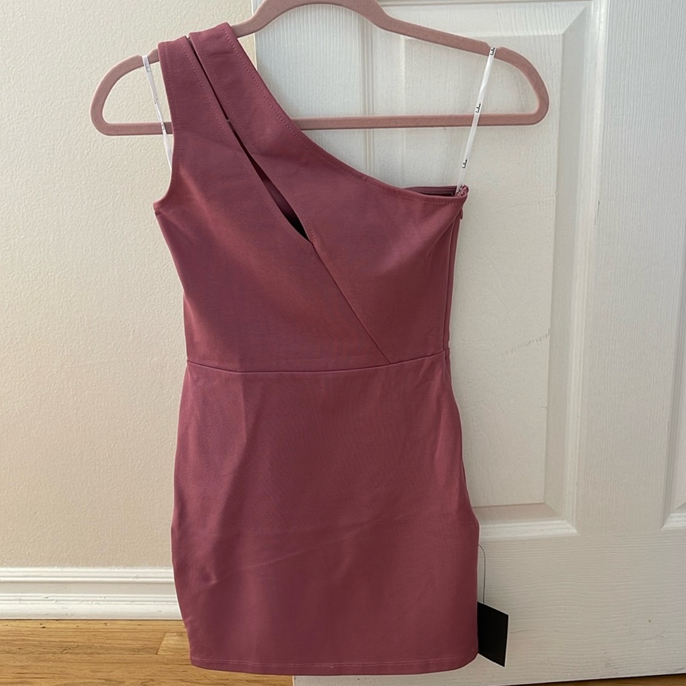 Mauve One Shoulder Bodycon Mini Dress